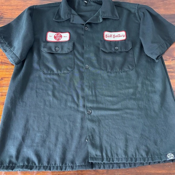 Silent Sanctuary Men's Black Button-Up Shirt M Silent Sanctuary Embroidered - Picture 1 of 7